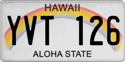 HI license plate YVT126