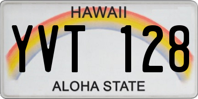 HI license plate YVT128