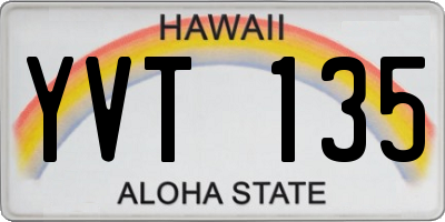 HI license plate YVT135