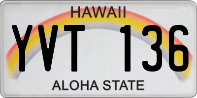 HI license plate YVT136