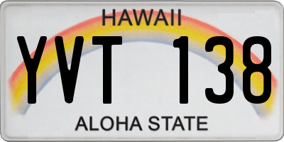HI license plate YVT138