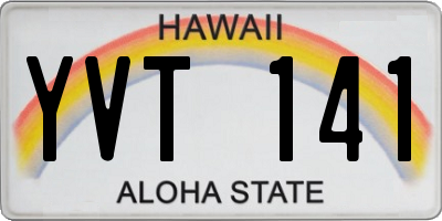 HI license plate YVT141