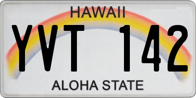 HI license plate YVT142