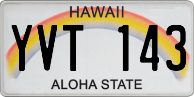 HI license plate YVT143