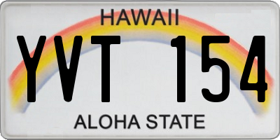 HI license plate YVT154