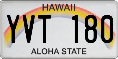 HI license plate YVT180