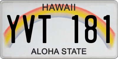 HI license plate YVT181