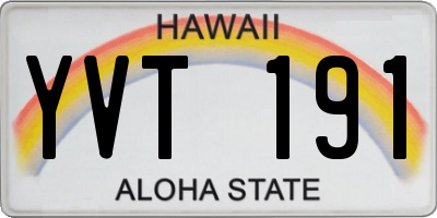 HI license plate YVT191