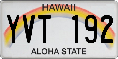 HI license plate YVT192