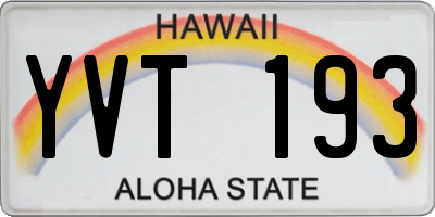 HI license plate YVT193