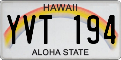 HI license plate YVT194