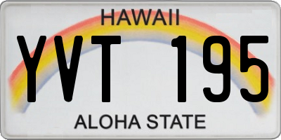 HI license plate YVT195