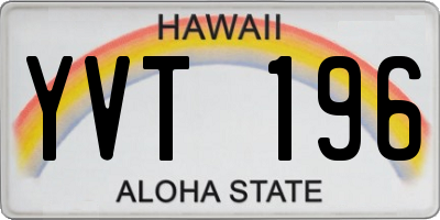 HI license plate YVT196
