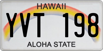 HI license plate YVT198