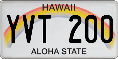 HI license plate YVT200