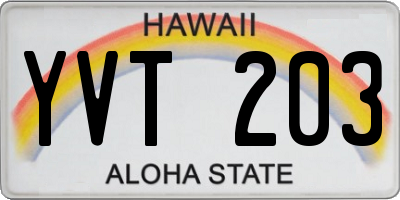 HI license plate YVT203