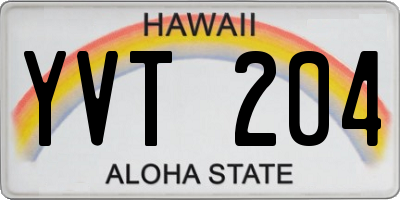 HI license plate YVT204