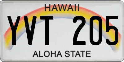 HI license plate YVT205