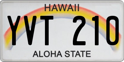 HI license plate YVT210