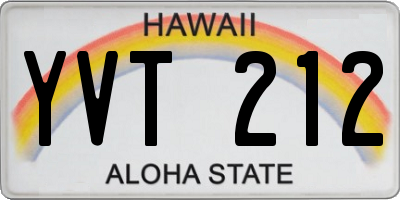 HI license plate YVT212
