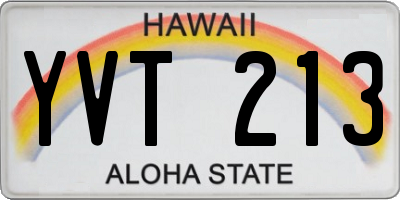 HI license plate YVT213