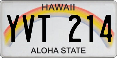 HI license plate YVT214