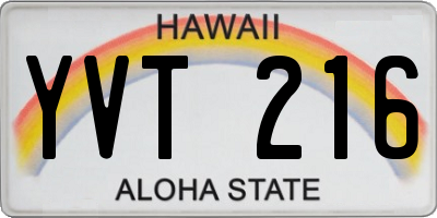 HI license plate YVT216