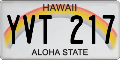 HI license plate YVT217