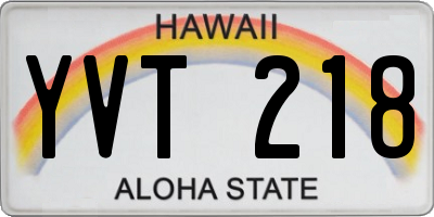 HI license plate YVT218