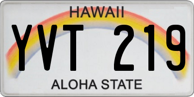 HI license plate YVT219