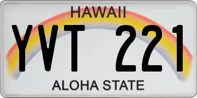 HI license plate YVT221