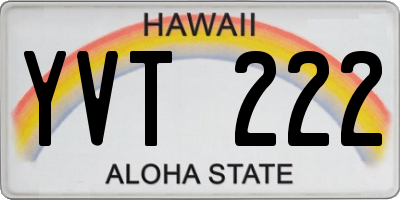 HI license plate YVT222