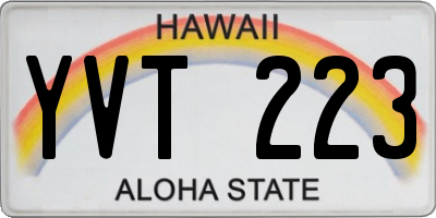 HI license plate YVT223