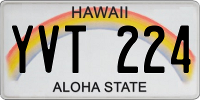 HI license plate YVT224