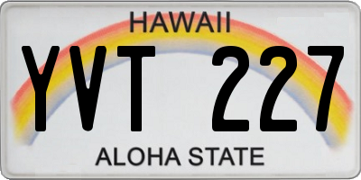 HI license plate YVT227