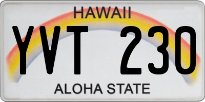 HI license plate YVT230