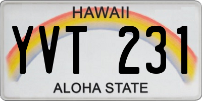 HI license plate YVT231