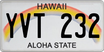 HI license plate YVT232