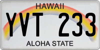 HI license plate YVT233
