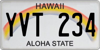 HI license plate YVT234