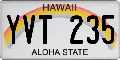 HI license plate YVT235
