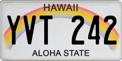HI license plate YVT242