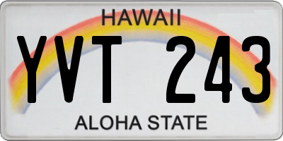 HI license plate YVT243