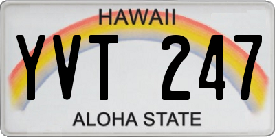 HI license plate YVT247