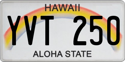 HI license plate YVT250