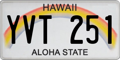 HI license plate YVT251