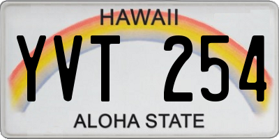 HI license plate YVT254