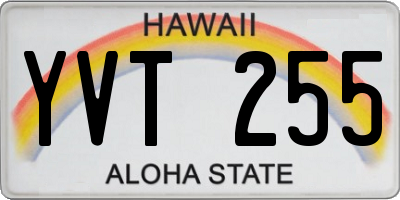 HI license plate YVT255