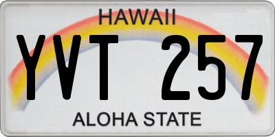 HI license plate YVT257