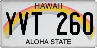 HI license plate YVT260
